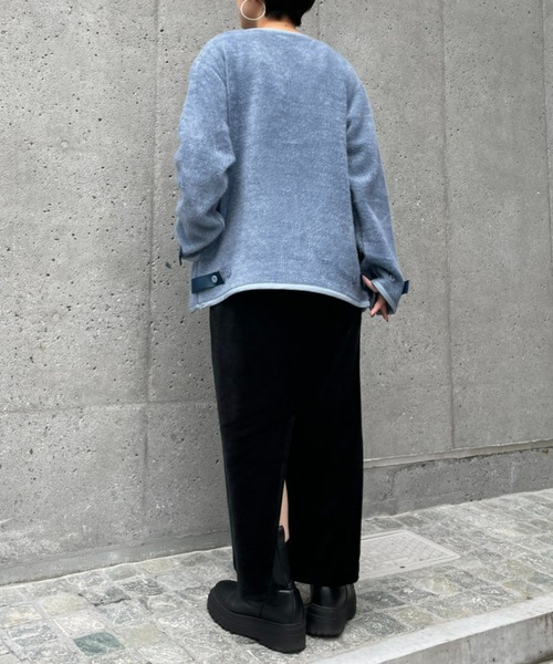 SUPERTHANKS(スーパーサンクス)の「【SUPERTHANKS】BRUSHED RIB LINER ジャケット(ノーカラージャケット・レディース・ブルー/ブラック・SMALL)」の10枚目の写真