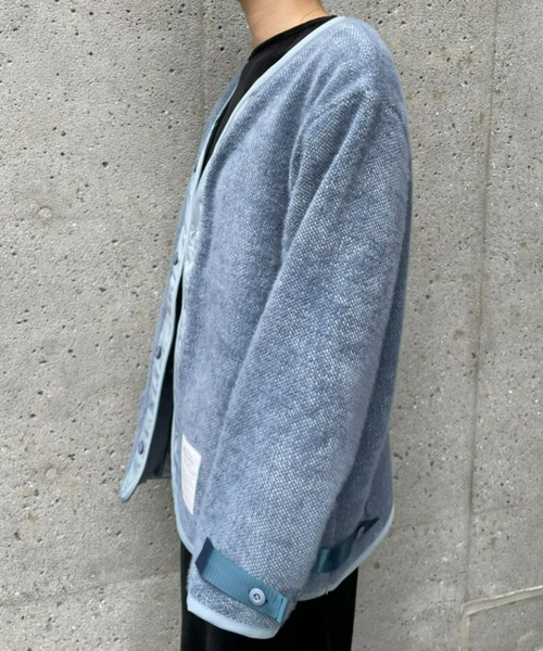 SUPERTHANKS(スーパーサンクス)の「【SUPERTHANKS】BRUSHED RIB LINER ジャケット(ノーカラージャケット・レディース・ブルー/ブラック・SMALL)」の6枚目の写真