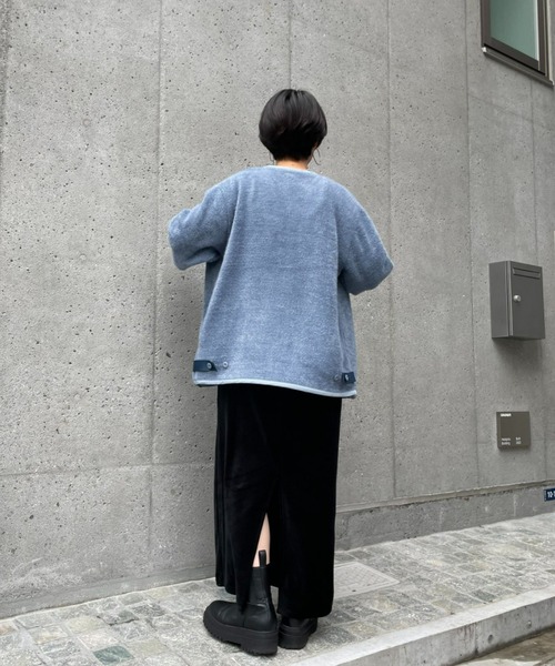 SUPERTHANKS(スーパーサンクス)の「【SUPERTHANKS】BRUSHED RIB LINER ジャケット(ノーカラージャケット・レディース・ブルー/ブラック・SMALL)」の18枚目の写真