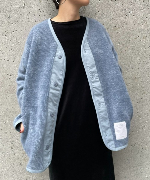 SUPERTHANKS(スーパーサンクス)の「【SUPERTHANKS】BRUSHED RIB LINER ジャケット(ノーカラージャケット・レディース・ブルー/ブラック・SMALL)」の5枚目の写真