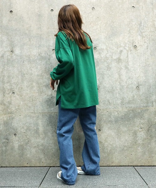 HONEYSUCKLE ROSE(ハニーサックルローズ)の「【HONEYSUCKLE ROSE】配色リブロンT(Tシャツ/カットソー・レディース・ネイビー/グリーン/ベージュ・M/L)」の11枚目の写真
