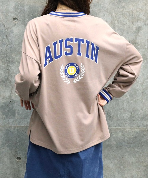 HONEYSUCKLE ROSE(ハニーサックルローズ)の「【HONEYSUCKLE ROSE】配色リブロンT(Tシャツ/カットソー・レディース・ネイビー/グリーン/ベージュ・M/L)」の15枚目の写真