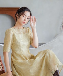 niana パーティードレス オケージョンドレス お呼ばれワンピース イエロー ニアナ niana ラメレースボレロセットワンピース 結婚式