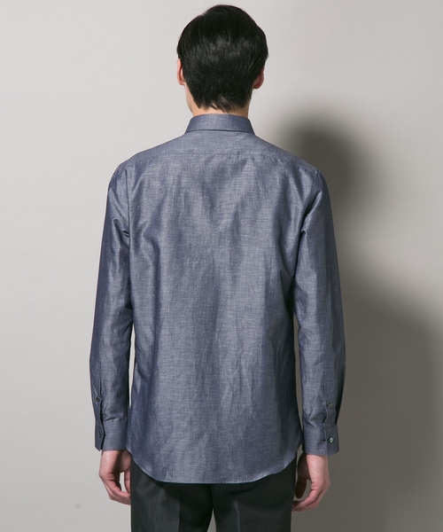 Calvin Klein(カルバン・クライン)の「(SOKTAS)リネンコットンシャンブレー シャツ (シャツ/ブラウス・メンズ・ホワイト系/ネイビー系・MEDIUM/X-LARGE/LARGE)」の4枚目の写真