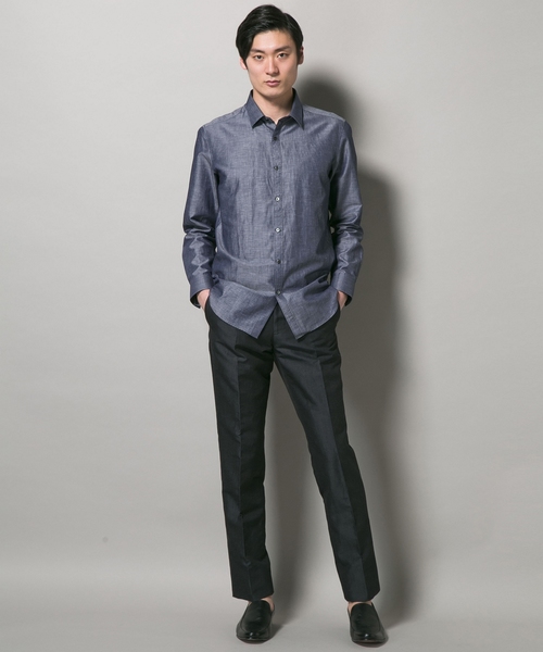 Calvin Klein(カルバン・クライン)の「(SOKTAS)リネンコットンシャンブレー シャツ (シャツ/ブラウス・メンズ・ホワイト系/ネイビー系・MEDIUM/X-LARGE/LARGE)」の8枚目の写真