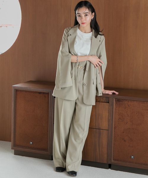 Dita Muaj.（ディータムアージュ）の「【ZOZO限定】ハイウエストタック入りスラックスパンツ（スラックス・レディース・グレイッシュベージュ/ダークネイビー/ブラウン・FREE）」の7枚目の写真