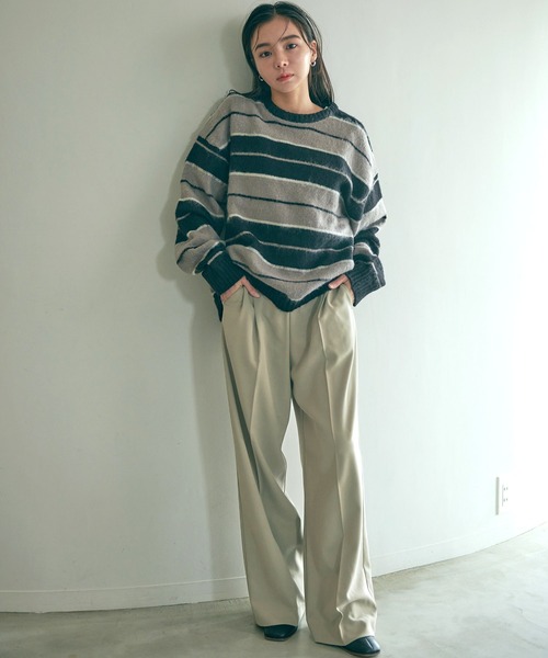 Dita Muaj.（ディータムアージュ）の「【ZOZO限定】ハイウエストタック入りスラックスパンツ（スラックス・レディース・グレイッシュベージュ/ダークネイビー/ブラウン・FREE）」の14枚目の写真