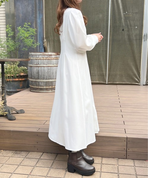 LAPIN AGILL ワンピース ホワイト ワンピース レディース 韓国 ファッション ボリューム Aラインフレア