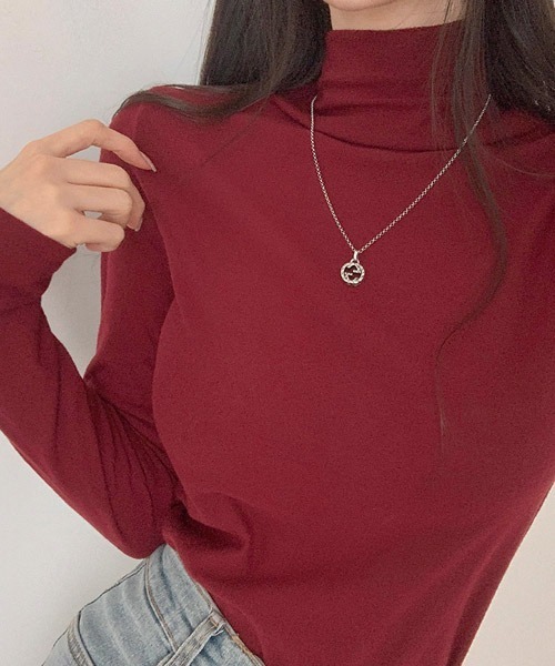BEIDELLI（ベイデリー）の「[BELLIDE MADE] スリムフィットタートルネックTシャツ（Tシャツ/カットソー・レディース・ワインレッド/モカ/スカイブルー/アイボリー・FREE）」の17枚目の写真