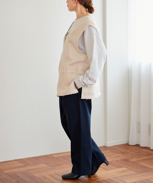 B.C STOCK（ベーセーストック）の「≪追加≫ツイードフリンジベスト*（ベスト・レディース・アイボリー/ブラック・FREE）」の17枚目の写真