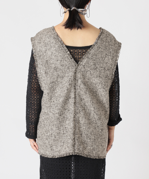 B.C STOCK（ベーセーストック）の「≪追加≫ツイードフリンジベスト*（ベスト・レディース・アイボリー/ブラック・FREE）」の11枚目の写真