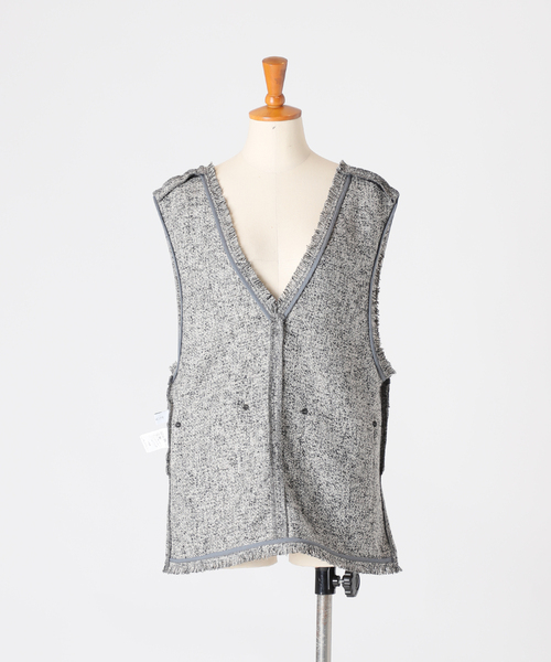 B.C STOCK（ベーセーストック）の「≪追加≫ツイードフリンジベスト*（ベスト・レディース・アイボリー/ブラック・FREE）」の7枚目の写真