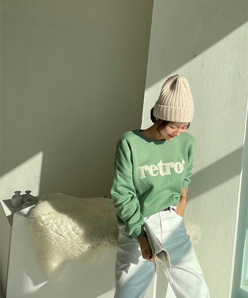 NANING9（ナンニング）の「NANING9 裏起毛retroロゴトレーナー（スウェット・レディース・ミント/マスタード・FREE）」の13枚目の写真