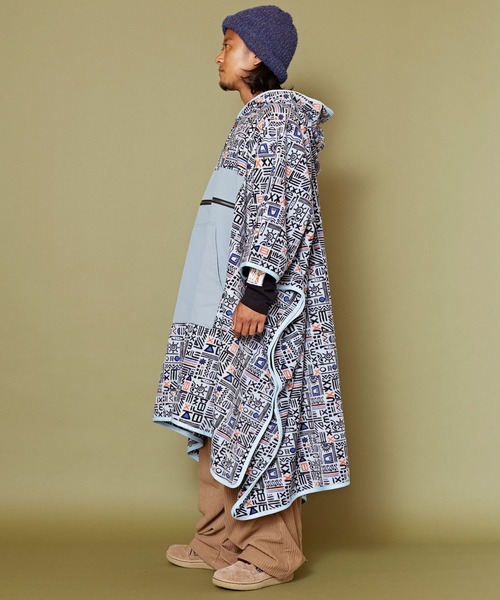 チャイハネ（チャイハネ）の「【チャイハネ】Amina×grn ヘキソナMEN'Sポンチョ（ポンチョ・メンズ・ブラック/ライトブルー/ベージュ・FREE）」の6枚目の写真