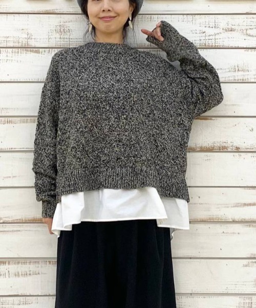 studio CLIP（スタディオクリップ）の「7G柄編みドッキングニットプルオーバー（ニット/セーター・レディース・オフホワイト/ブルー/ベージュ/イエロー・FREE）」の3枚目の写真