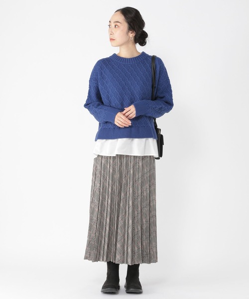 studio CLIP（スタディオクリップ）の「7G柄編みドッキングニットプルオーバー（ニット/セーター・レディース・オフホワイト/ブルー/ベージュ/イエロー・FREE）」の7枚目の写真