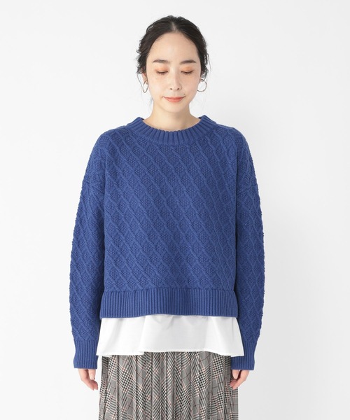 studio CLIP（スタディオクリップ）の「7G柄編みドッキングニットプルオーバー（ニット/セーター・レディース・オフホワイト/ブルー/ベージュ/イエロー・FREE）」の8枚目の写真