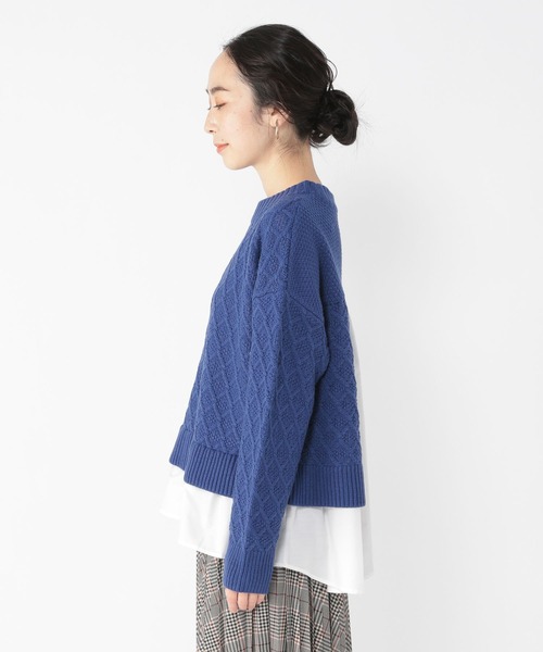 studio CLIP（スタディオクリップ）の「7G柄編みドッキングニットプルオーバー（ニット/セーター・レディース・オフホワイト/ブルー/ベージュ/イエロー・FREE）」の9枚目の写真