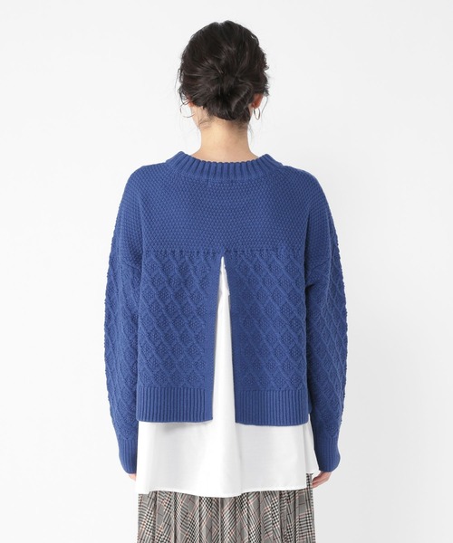 studio CLIP（スタディオクリップ）の「7G柄編みドッキングニットプルオーバー（ニット/セーター・レディース・オフホワイト/ブルー/ベージュ/イエロー・FREE）」の10枚目の写真