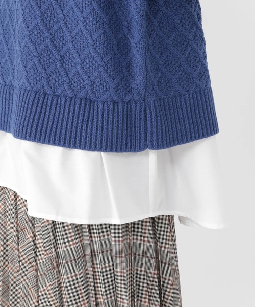 studio CLIP（スタディオクリップ）の「7G柄編みドッキングニットプルオーバー（ニット/セーター・レディース・オフホワイト/ブルー/ベージュ/イエロー・FREE）」の13枚目の写真