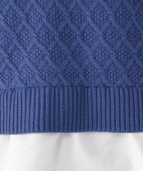 studio CLIP（スタディオクリップ）の「7G柄編みドッキングニットプルオーバー（ニット/セーター・レディース・オフホワイト/ブルー/ベージュ/イエロー・FREE）」の15枚目の写真