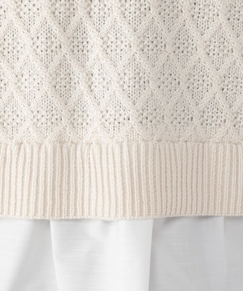 studio CLIP（スタディオクリップ）の「7G柄編みドッキングニットプルオーバー（ニット/セーター・レディース・オフホワイト/ブルー/ベージュ/イエロー・FREE）」の16枚目の写真
