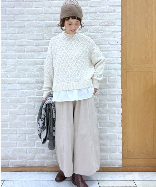studio CLIP（スタディオクリップ）の「7G柄編みドッキングニットプルオーバー（ニット/セーター・レディース・オフホワイト/ブルー/ベージュ/イエロー・FREE）」の20枚目の写真