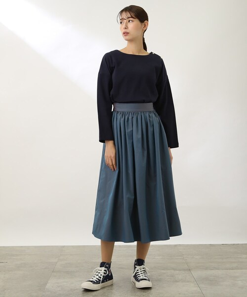 THE SHOP TK （ザ ショップ ティーケー ）の「◆【ONOFF活躍/洗える】シャンブレータフタギャザースカート（スカート・レディース・ブルー/ライトベージュ・11/12/13）」の22枚目の写真