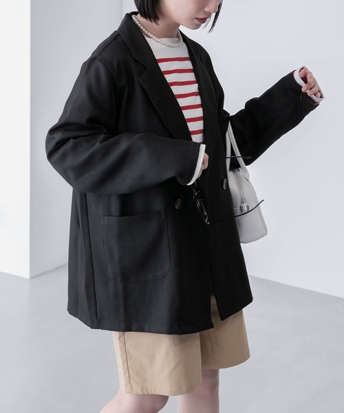 BONLECILL（ボンルシール）の「2way 袖スリット オーバーテーラードジャケット（テーラードジャケット・レディース・ブラウン/ブラック系/ブラック/アイボリー・FREE）」の20枚目の写真