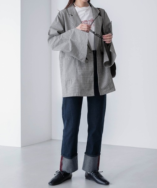 BONLECILL（ボンルシール）の「2way 袖スリット オーバーテーラードジャケット（テーラードジャケット・レディース・ブラウン/ブラック系/ブラック/アイボリー・FREE）」の15枚目の写真