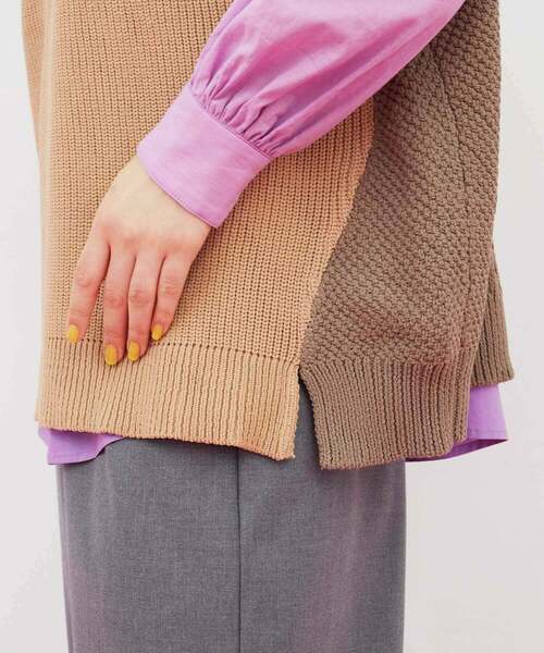 FRAPBOIS（フラボア）の「ミックベスト（ニット/セーター・レディース・ベージュ/グリーン・1）」の7枚目の写真