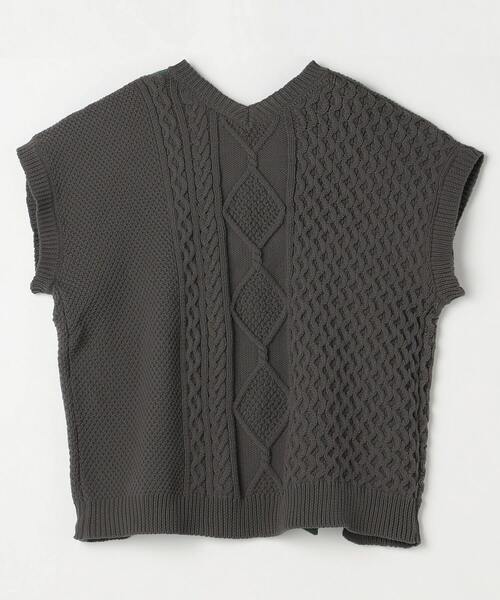 FRAPBOIS（フラボア）の「ミックベスト（ニット/セーター・レディース・ベージュ/グリーン・1）」の9枚目の写真