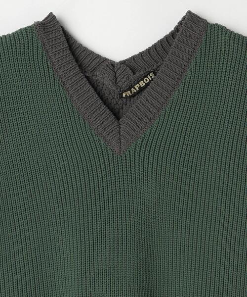 FRAPBOIS（フラボア）の「ミックベスト（ニット/セーター・レディース・ベージュ/グリーン・1）」の10枚目の写真