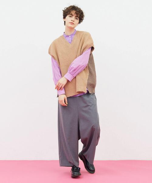 FRAPBOIS（フラボア）の「ミックベスト（ニット/セーター・レディース・ベージュ/グリーン・1）」の16枚目の写真