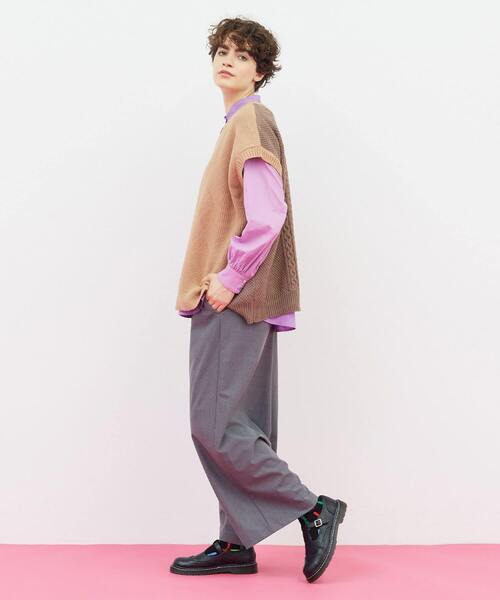 FRAPBOIS（フラボア）の「ミックベスト（ニット/セーター・レディース・ベージュ/グリーン・1）」の17枚目の写真