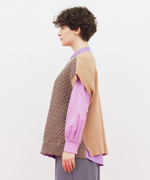 FRAPBOIS（フラボア）の「ミックベスト（ニット/セーター・レディース・ベージュ/グリーン・1）」の21枚目の写真