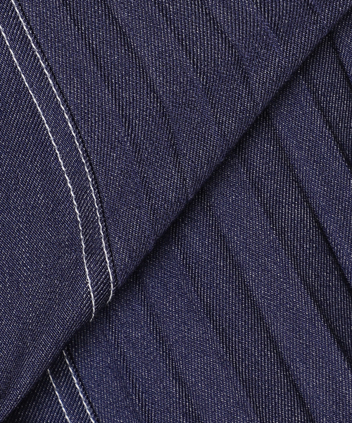 B.C STOCK（ベーセーストック）の「デニムライクプリーツスカート（スカート・レディース・ネイビー/イエロー・FREE）」の3枚目の写真