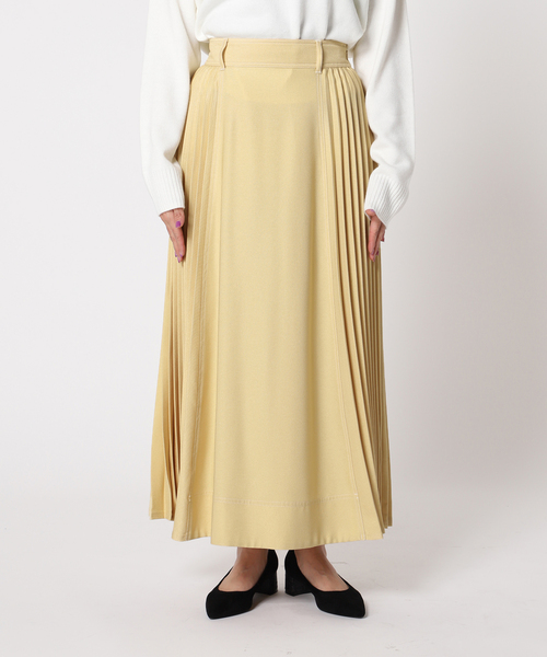 B.C STOCK（ベーセーストック）の「デニムライクプリーツスカート（スカート・レディース・ネイビー/イエロー・FREE）」の4枚目の写真
