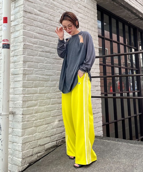 CIAOPANIC（チャオパニック）の「【GEM SPORTSWEAR/ジェムスポーツウェア】ワイドトラックパンツ（スウェットパンツ・レディース・グリーン/パープル/イエロー/ネイビー・FREE）」の18枚目の写真