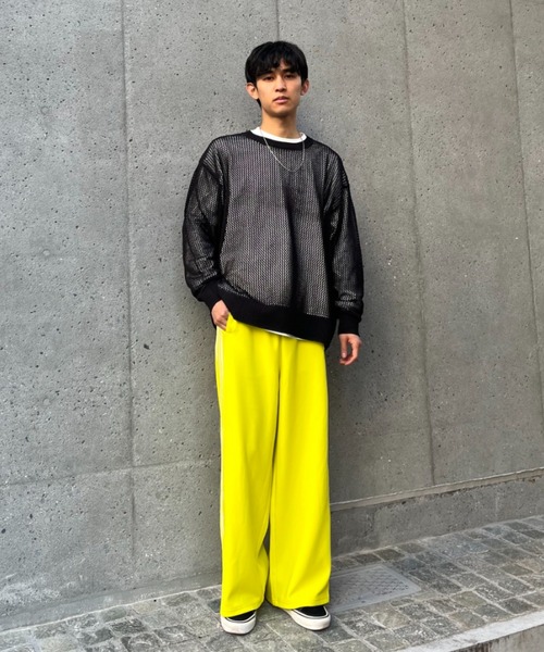 CIAOPANIC（チャオパニック）の「【GEM SPORTSWEAR/ジェムスポーツウェア】ワイドトラックパンツ（スウェットパンツ・レディース・グリーン/パープル/イエロー/ネイビー・FREE）」の7枚目の写真