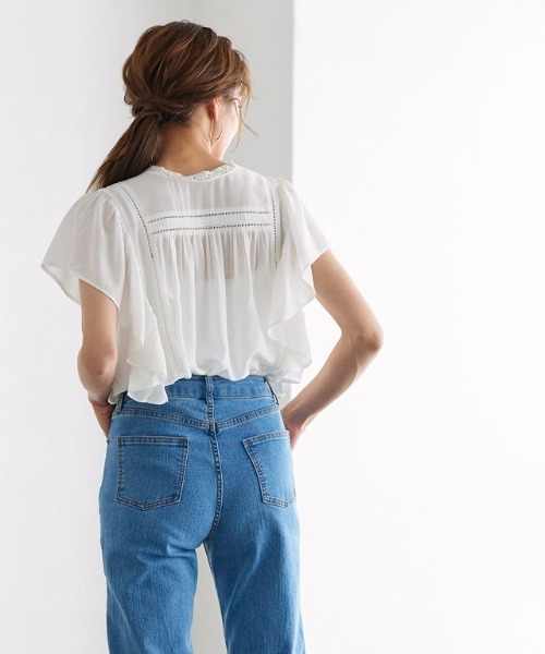 Pierrot（ピエロ）の「マルチwayフリルレースブラウス（Tシャツ/カットソー・レディース・ネイビー/ブラック/オフホワイト・L/M）」の11枚目の写真