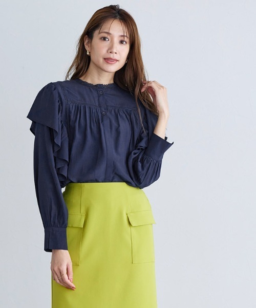 Pierrot（ピエロ）の「マルチwayフリルレースブラウス（Tシャツ/カットソー・レディース・ネイビー/ブラック/オフホワイト・L/M）」の16枚目の写真