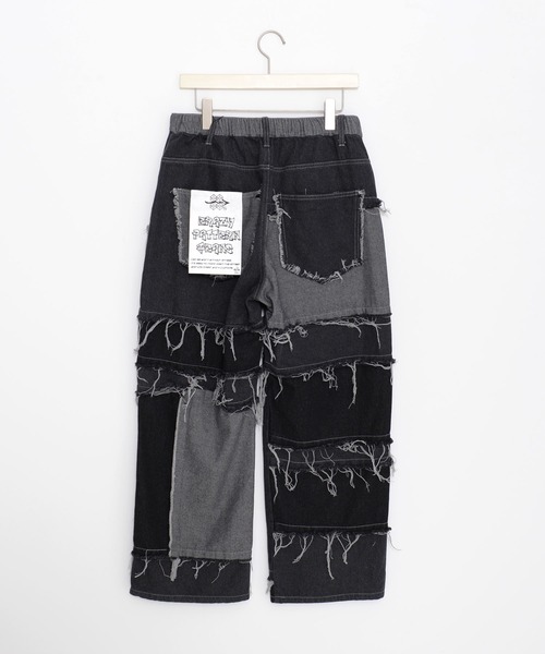 Revo.（レボ）の「ヴィンテージ リメイク風 パッチワーク フリンジ クレイジーパターン ワイドデニムパンツ（デニムパンツ・メンズ・ブラック/ブルー/ブラック系その他/ブラック系その他2/ブラック系その他3/ブルー系その他・M/L）」の19枚目の写真