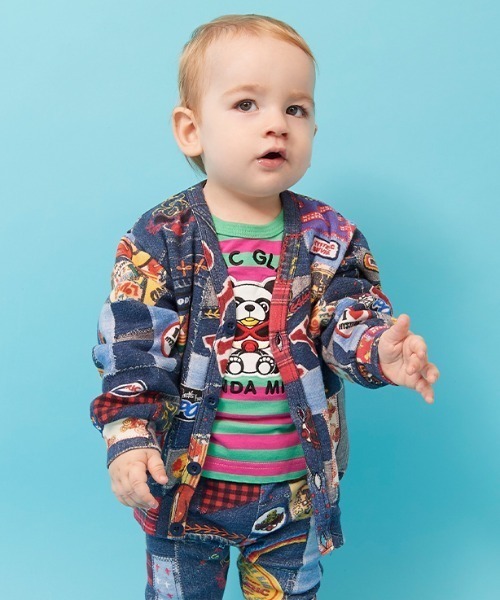 Hystericmini FAVPATCHWORKViscotex裏毛カーディガン