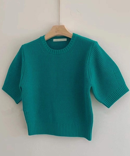 Ulysses（ユリシス）の「パフスリサマーニットトップス（ニット/セーター・レディース・ブラック/ホワイト/ピンク/ブルー/グリーン・F）」の10枚目の写真