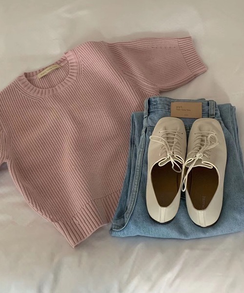 Ulysses（ユリシス）の「パフスリサマーニットトップス（ニット/セーター・レディース・ブラック/ホワイト/ピンク/ブルー/グリーン・F）」の12枚目の写真