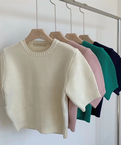 Ulysses（ユリシス）の「パフスリサマーニットトップス（ニット/セーター・レディース・ブラック/ホワイト/ピンク/ブルー/グリーン・F）」の13枚目の写真