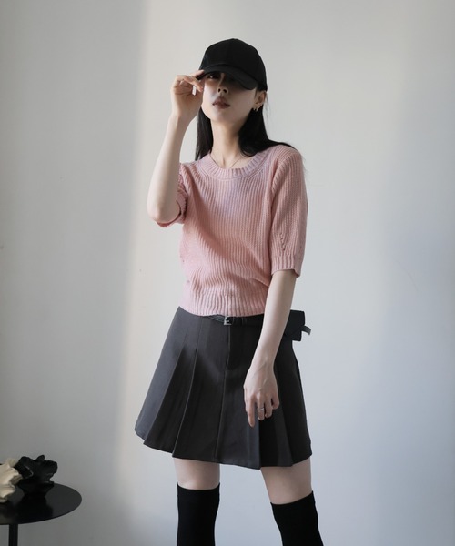 Ulysses（ユリシス）の「パフスリサマーニットトップス（ニット/セーター・レディース・ブラック/ホワイト/ピンク/ブルー/グリーン・F）」の20枚目の写真