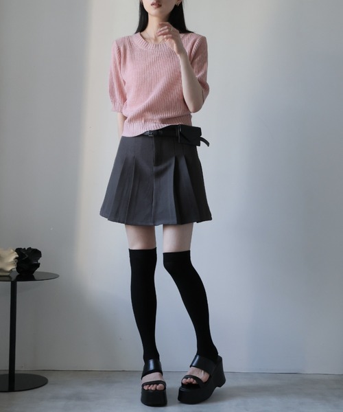 Ulysses（ユリシス）の「パフスリサマーニットトップス（ニット/セーター・レディース・ブラック/ホワイト/ピンク/ブルー/グリーン・F）」の22枚目の写真