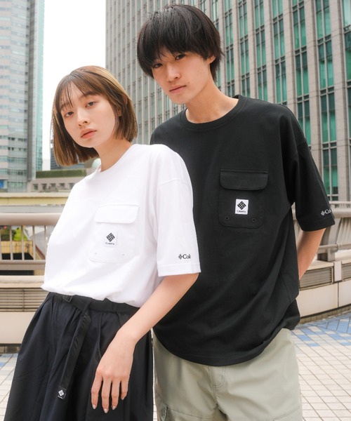 Columbia（コロンビア）の「【展開店舗限定アイテム】columbia/コロンビア インペリアルパーク ワンポイント ワイドシルエット/オーバーサイズ ポケットTシャツ/半袖Tシャツ PM0734（Tシャツ/カットソー・メンズ・ブラック/ホワイト/グリーン/ベージュ・M/L/XL）」の9枚目の写真